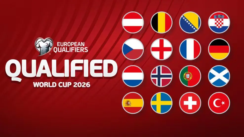 The 16 European teams set to compete at the 2026 World Cup have been confirmed