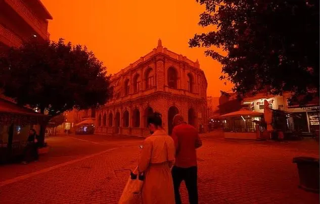 A dust storm from the Sahara has swept across Crete, and a tornado has been reported on the island