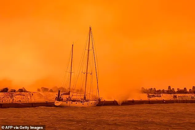 A dust storm from the Sahara has swept across Crete, and a tornado has been reported on the island