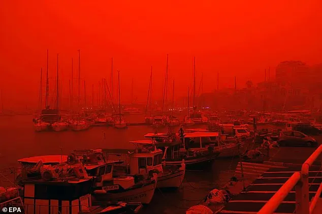 A dust storm from the Sahara has swept across Crete, and a tornado has been reported on the island