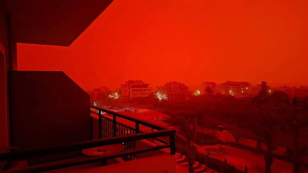 A dust storm from the Sahara has swept across Crete, and a tornado has been reported on the island
