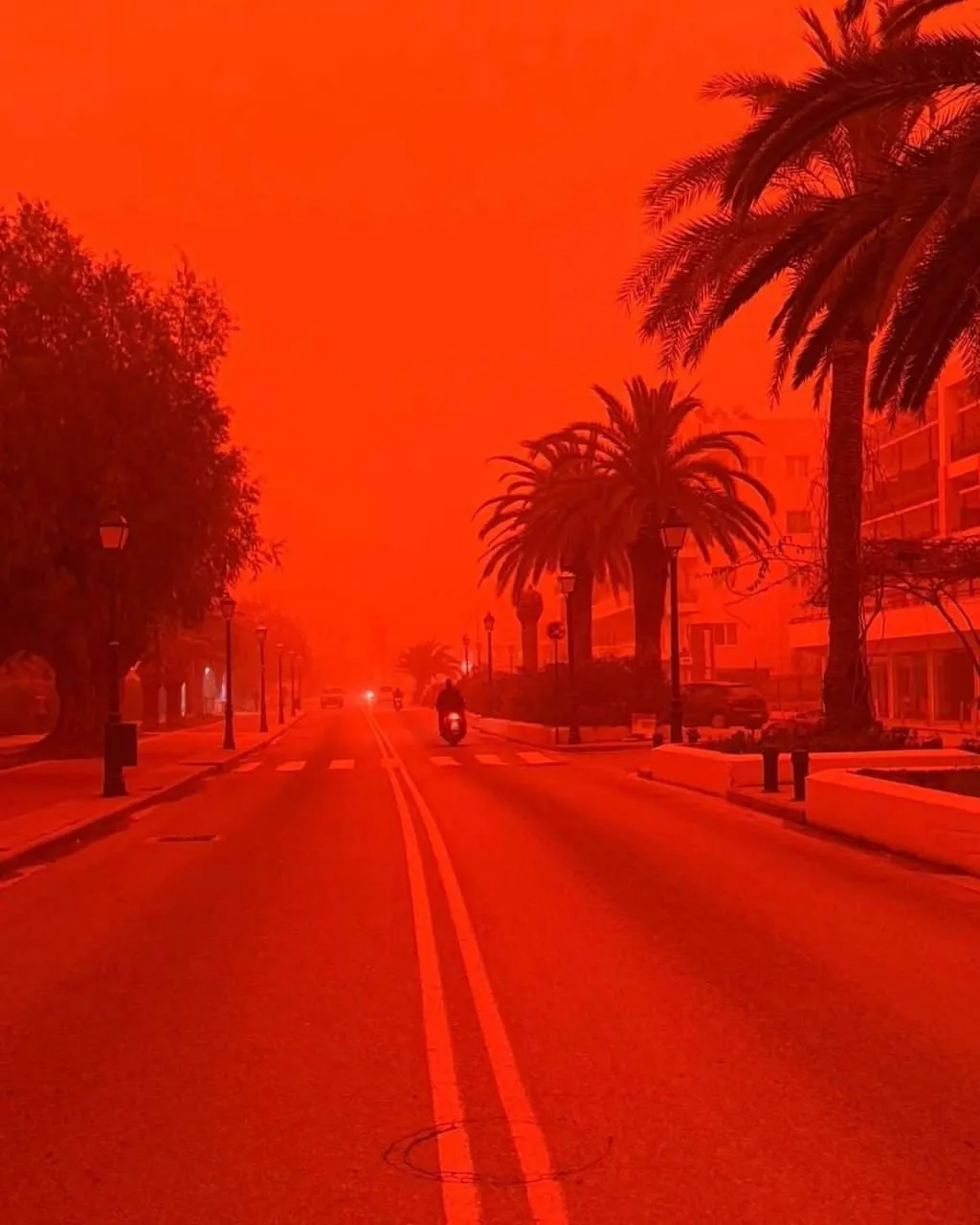 A dust storm from the Sahara has swept across Crete, and a tornado has been reported on the island