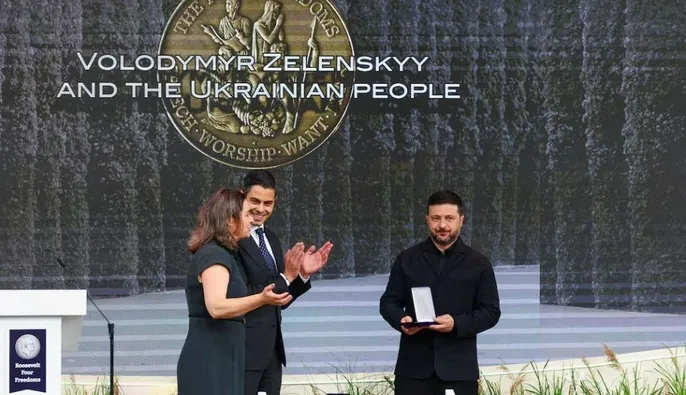 Зеленський отримав премію “Чотири свободи” за боротьбу України за свободу