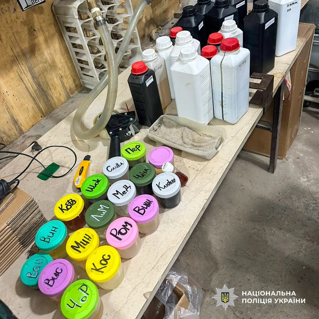 An illegal alcohol production operation has been uncovered in Dnipro, with products worth over 4 million hryvnias seized
