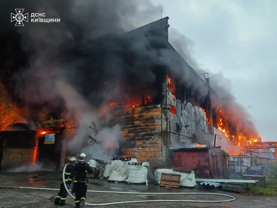 В Ірпені ліквідували масштабну пожежу на меблевому підприємстві (ВІДЕО)
