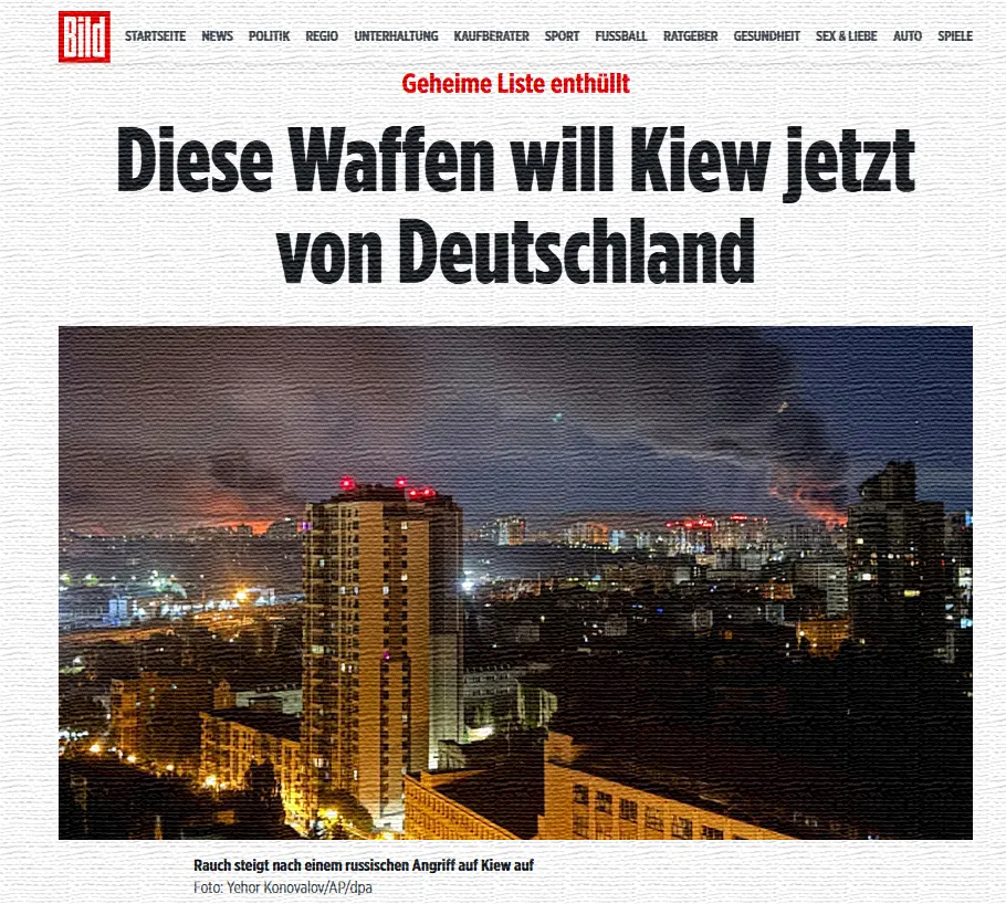Bild published a secret list of weapons that Ukraine requested from the German government