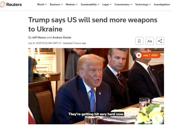 Дональд Трамп заявив, що Сполучені Штати надішлють Україні більше зброї, щоб допомогти захиститися від російських атак
