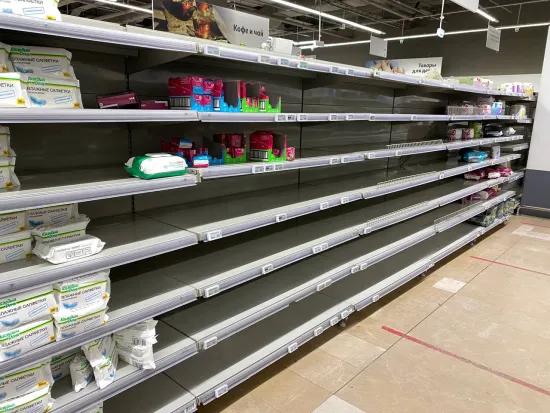 Reports are emerging from Crimea of food shortages and restrictions on sales in shops