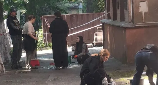 Dozens of people joined in the clean-up of the Dovzhenko Film Studio site in Kyiv following the Russian shelling