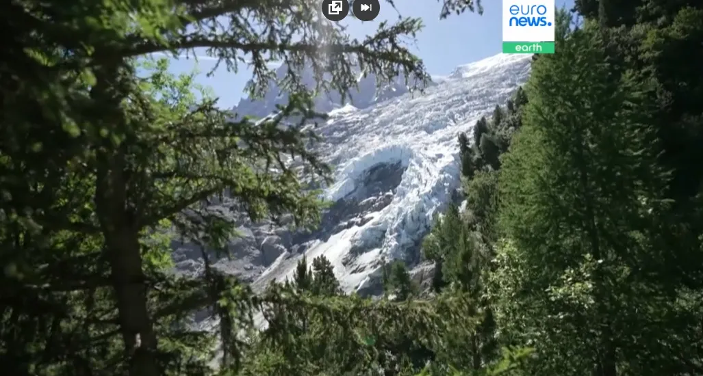 The Bosson Glacier in the Alps is melting. Due to the abnormal heat, it has shrunk dramatically in size