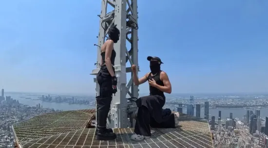In New York, Russian roof climbers scaled the Empire State Building to propose marriage and were arrested