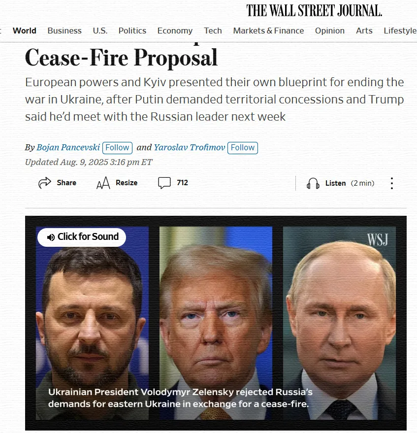 The Wall Street Journal: Україна і європейці представили свій план для переговорів