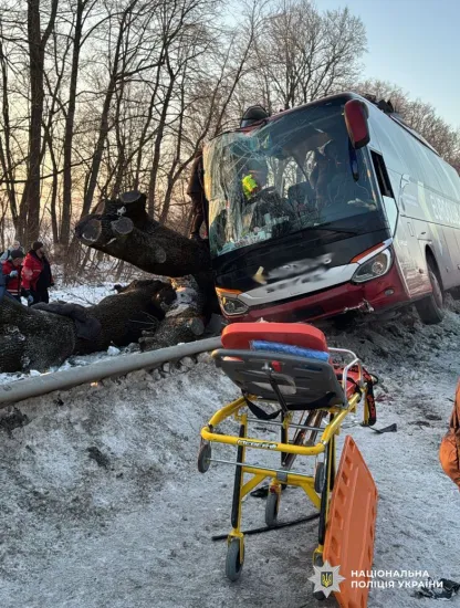 На Львівщині автобус міжнародного рейсу потрапив у ДТП, дев’ять пасажирів звернулися до медиків