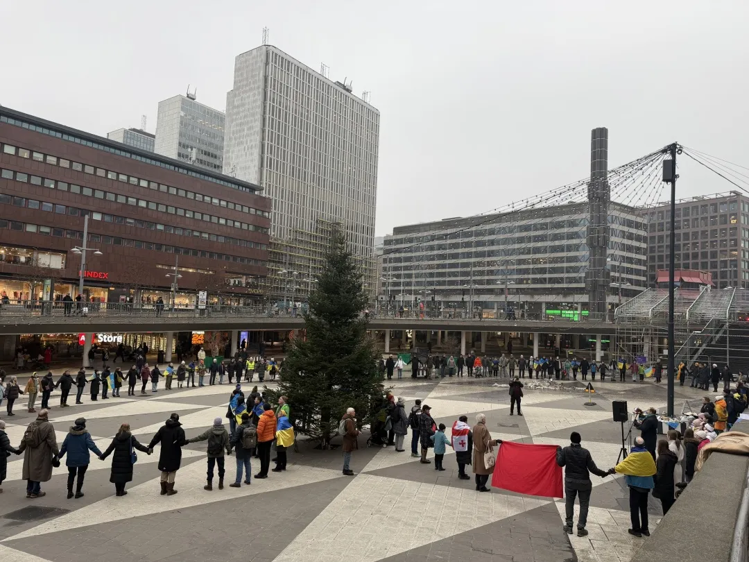 A large solidarity rally was held in Stockholm to mark Ukrainian Unity Day.
