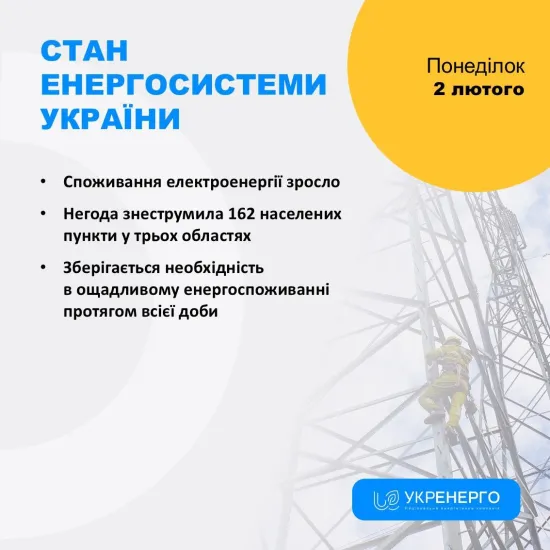 Ukrenergo reported complications in the power system: consumption has increased and power cuts are in effect