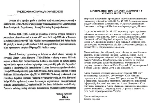 Sanctioned banker Alona Shevtsova became a defendant in a criminal case of the Polish prosecutor's office (document)