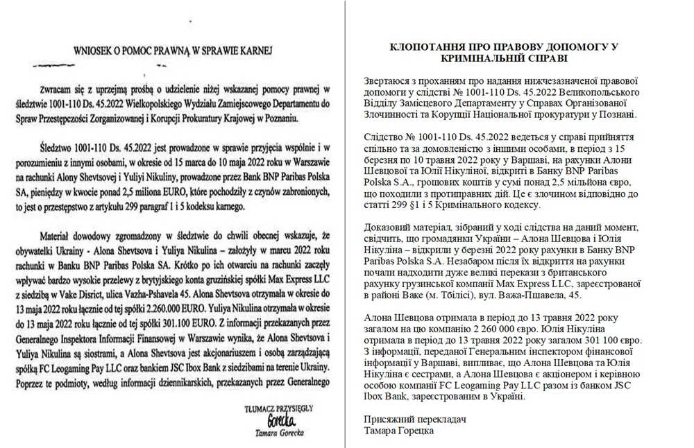 Sanctioned banker Alona Shevtsova became a defendant in a criminal case of the Polish prosecutor's office (document)