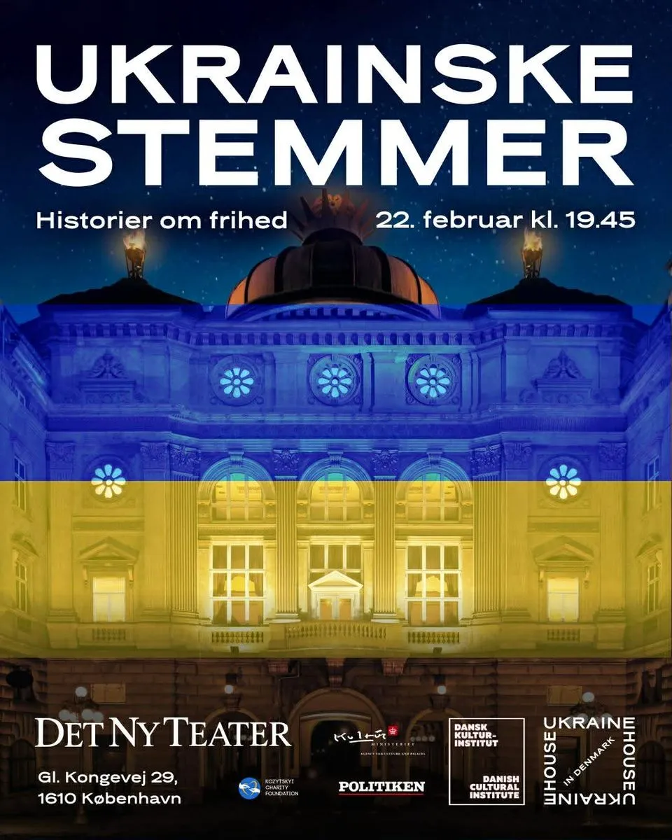 Copenhagen to host an evening of solidarity with Ukraine, "Ukrainian Voices – Stories of Freedom"