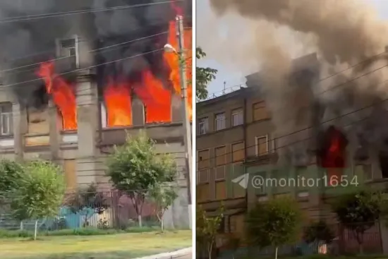 У Харкові спалахнула будівля ТЦК